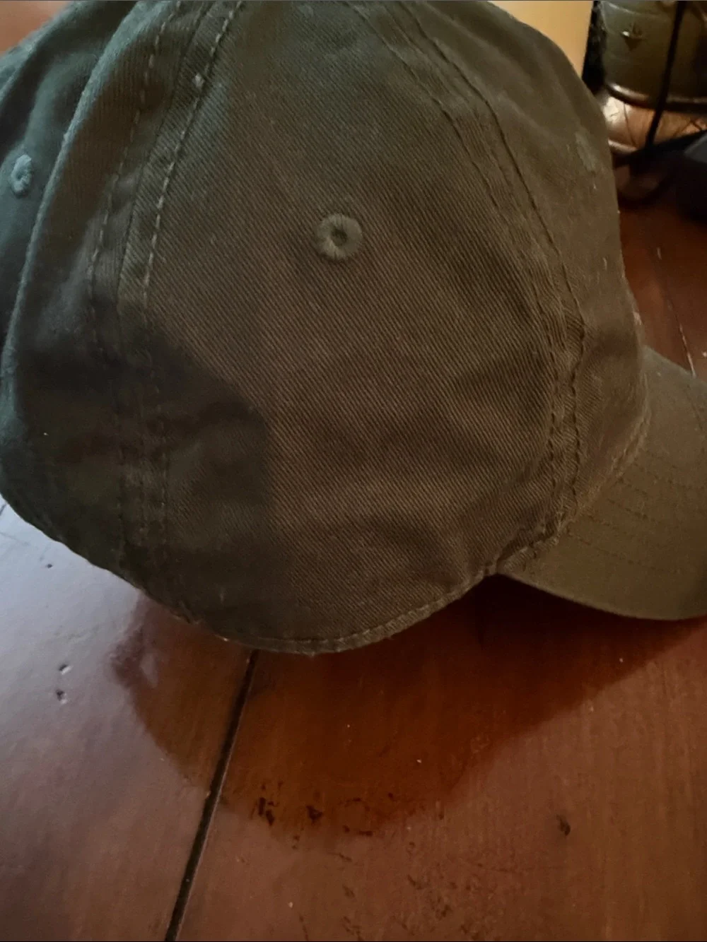 Dark Green Baseball Cap with Gold Script Ring